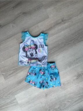 Disney Girls Minnie Mouse Blue & White Pajama Set